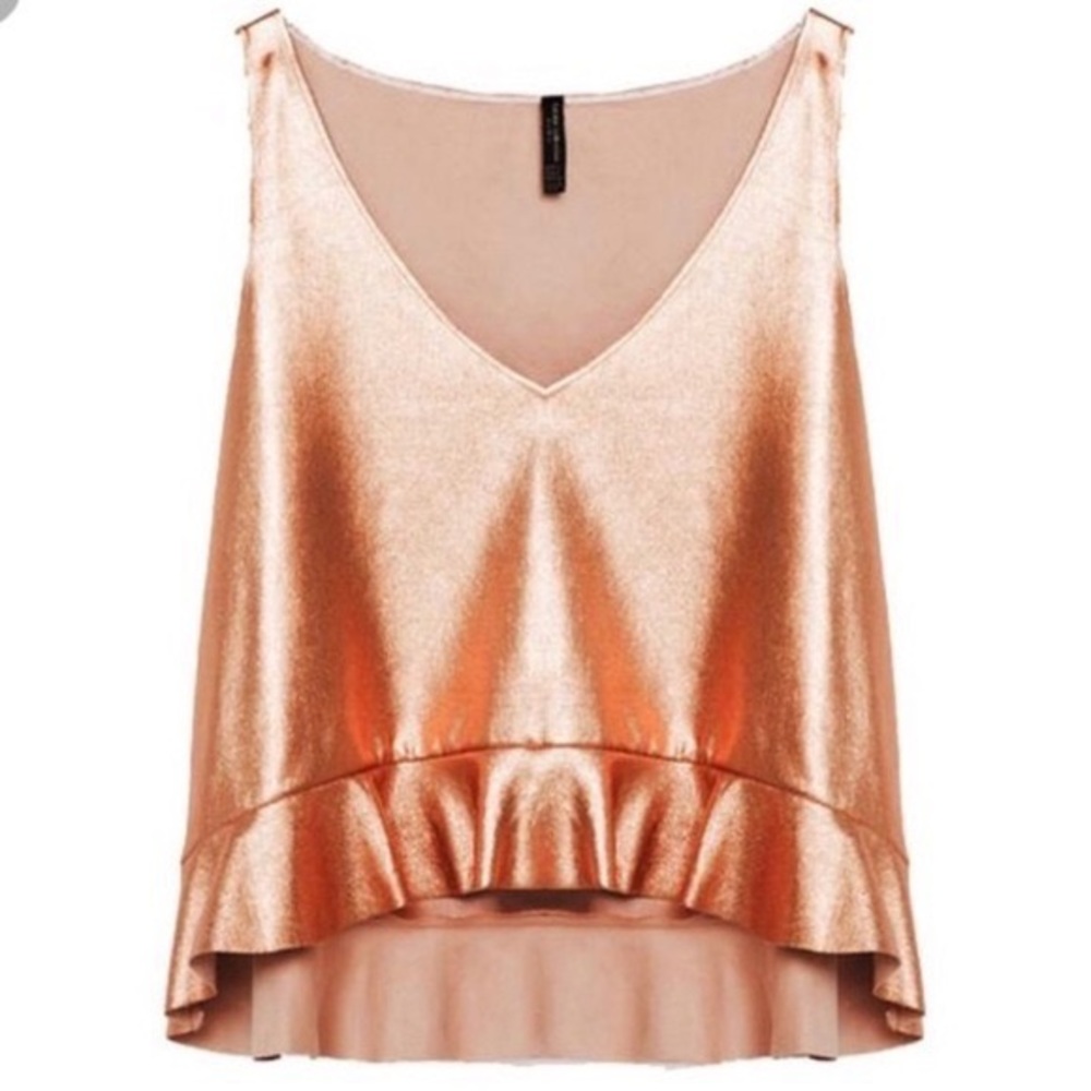 Zara Rose Gold Metallic Top